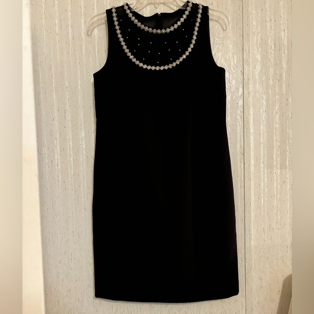 Talbots Black  Dress with Pearl Accents